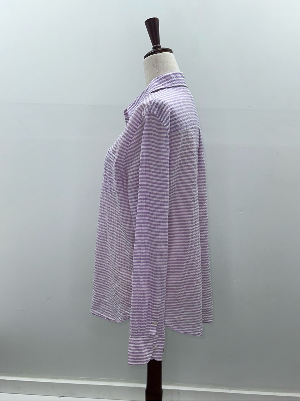 J. Crew Light Purple Striped Long Sleeve Lightweight Top Beachy Coastal Size Med - Picture 4 of 10